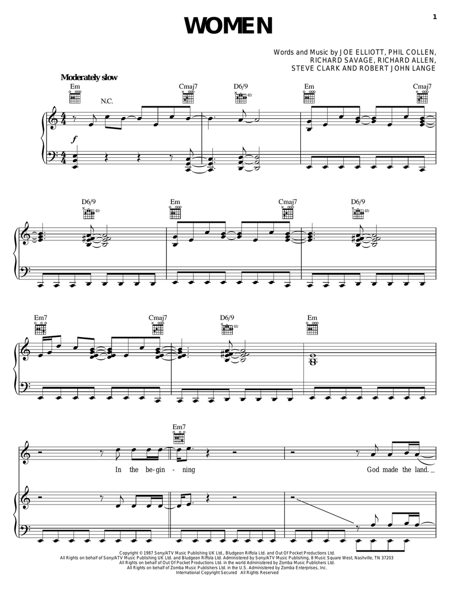 Women Piano, Vocal, Guitar scores gallery preview page 1
