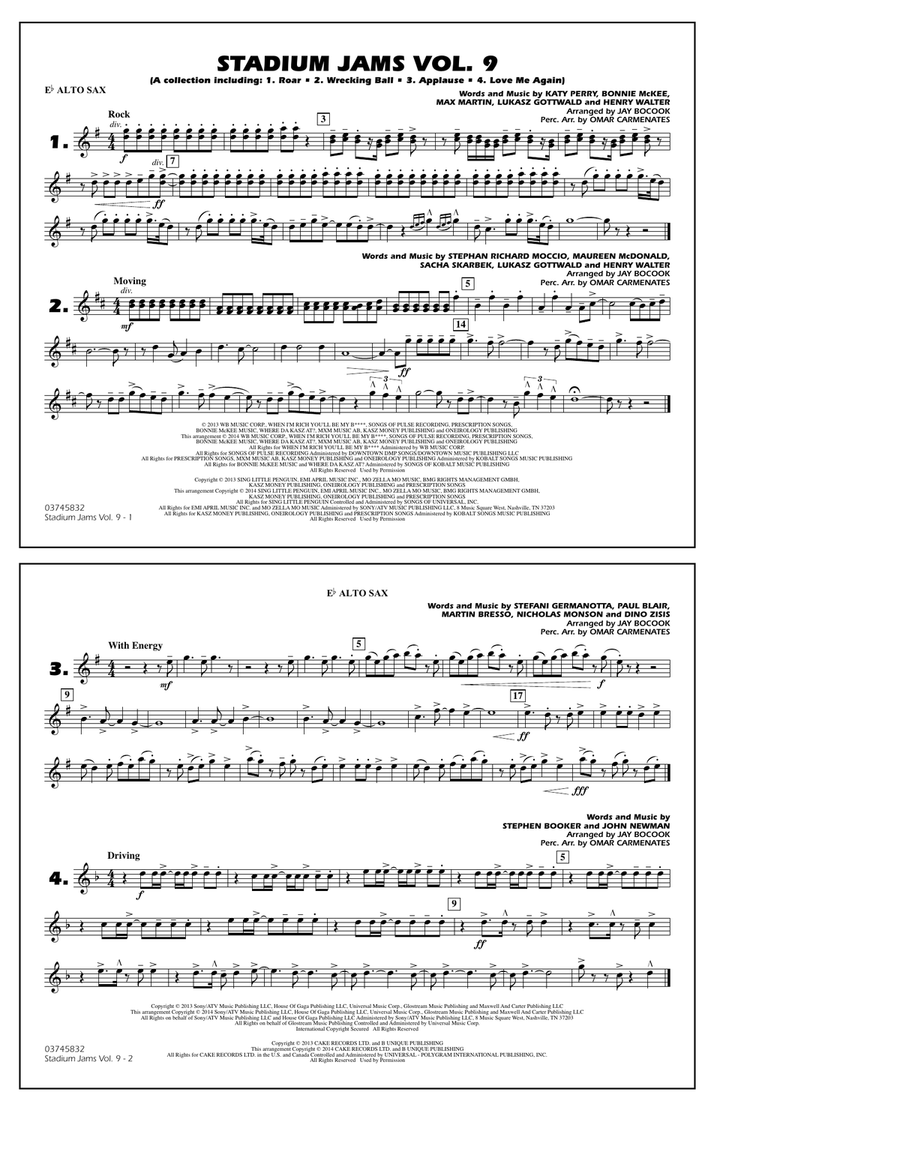 Stadium Jams - Volume 9 - Eb Alto Sax