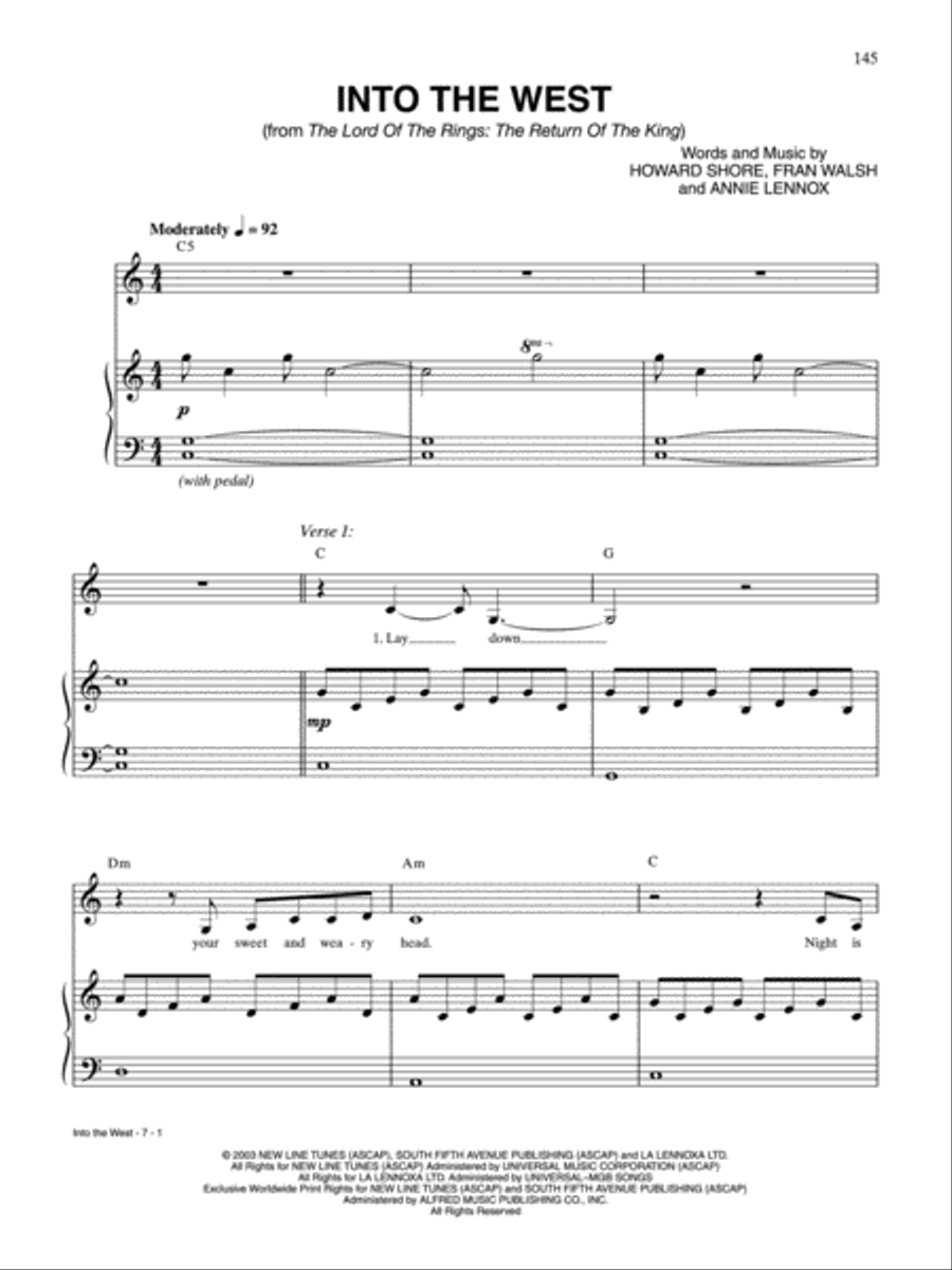 Into the West Piano, Vocal, Guitar scores gallery preview page 1