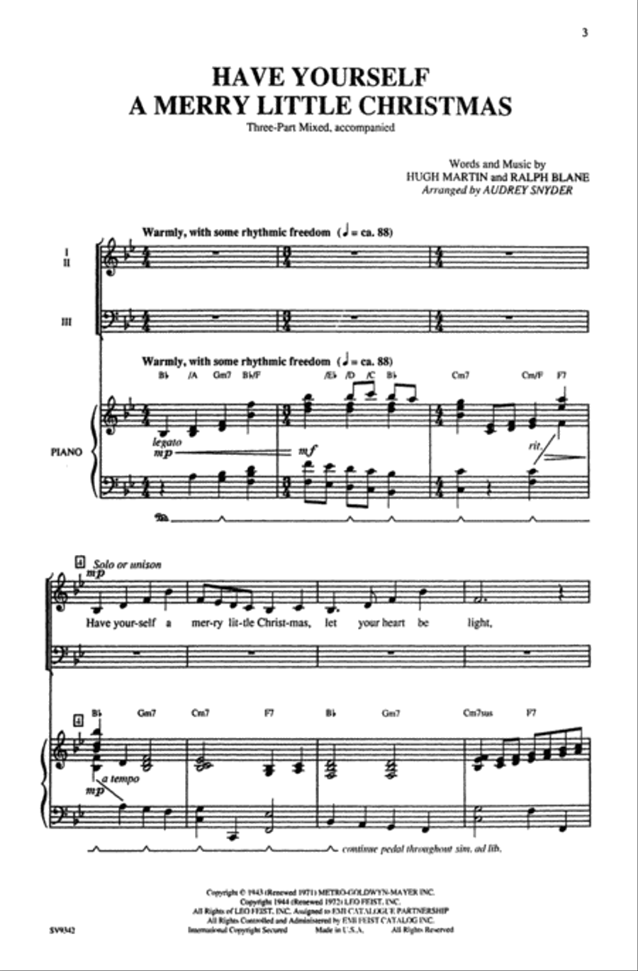 Have Yourself a Merry Little Christmas A Cappella scores gallery preview page 1