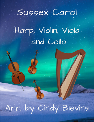 Book cover for Sussex Carol, for Violin, Viola, Cello and Harp