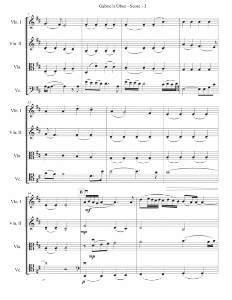 Gabriel's Oboe String Quartet scores gallery preview page 3
