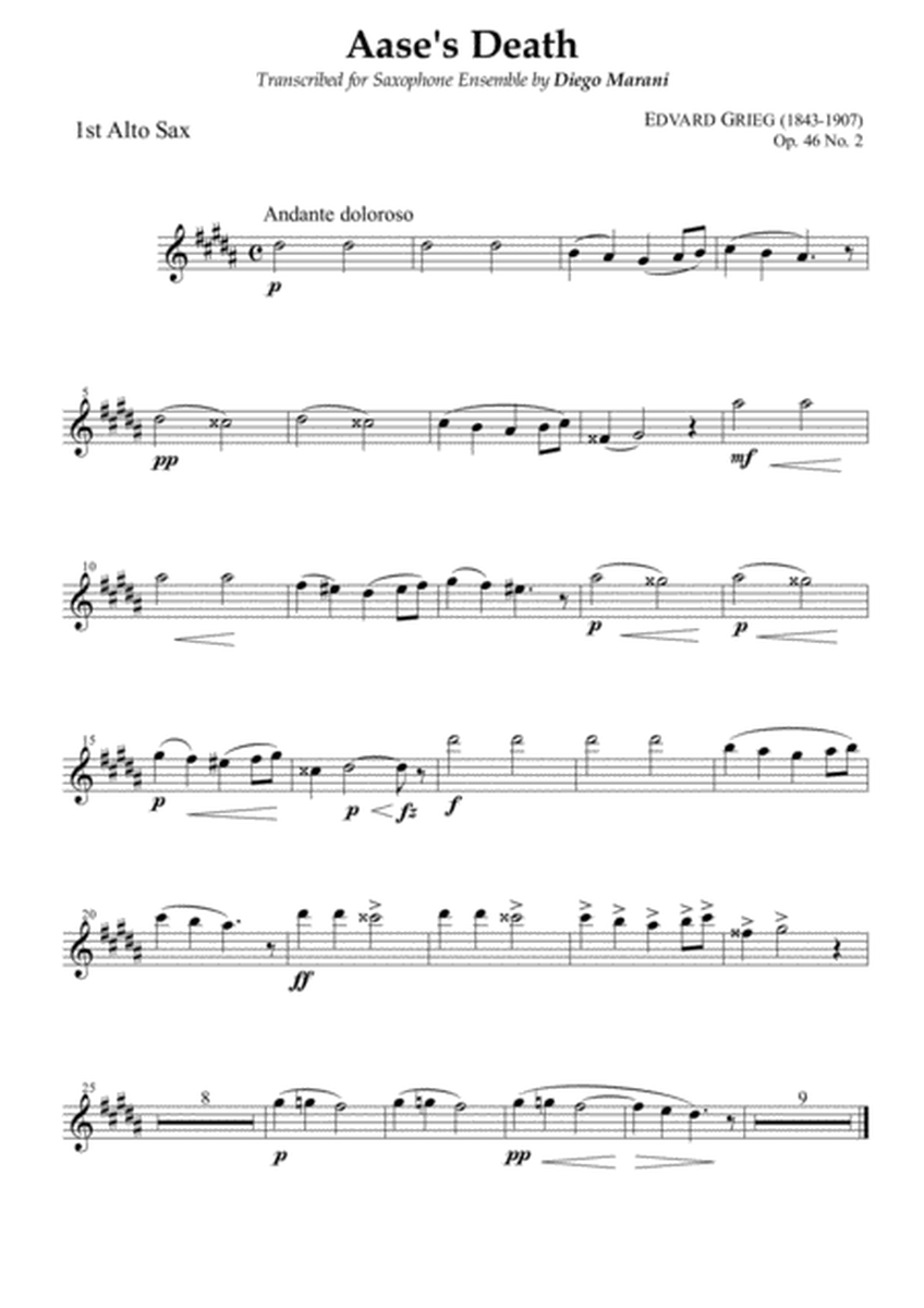 Peer Gynt Suite Op. 46 No. 1 for Saxophone Ensemble - Alto Sax 1