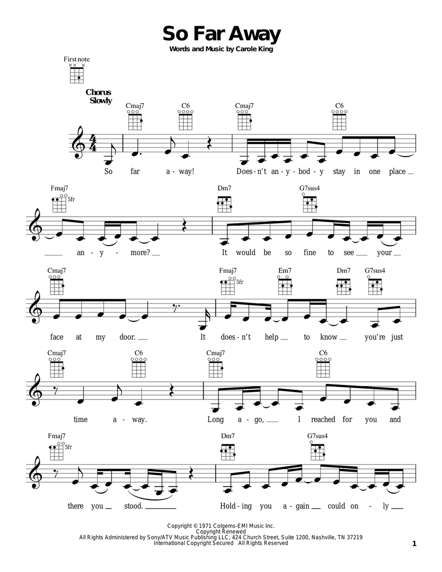 So Far Away Ukulele scores gallery preview page 1