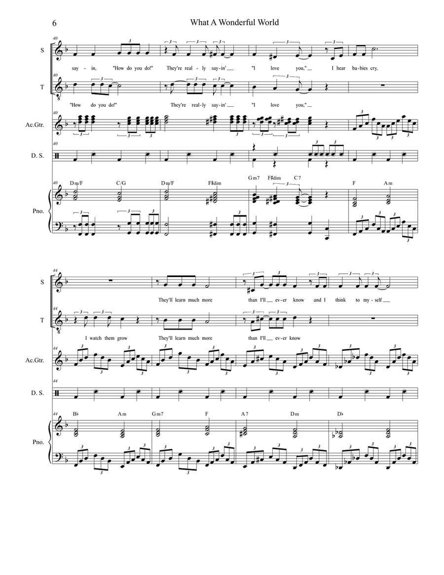 What A Wonderful World Tenor Voice scores gallery preview page 6