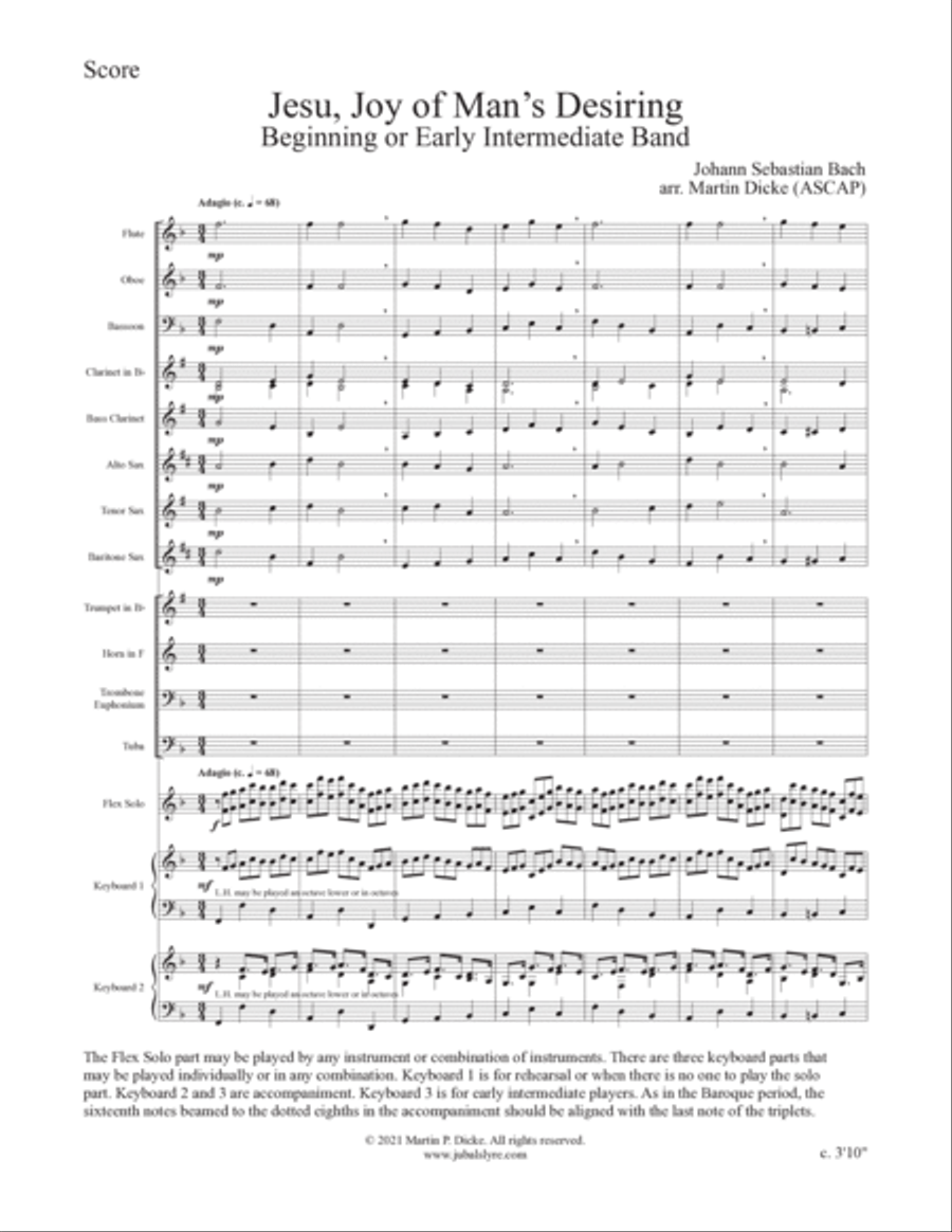 Jesu, Joy of Man's Desiring (Beginning or Early Intermediate Band) Concert Band scores gallery preview page 2