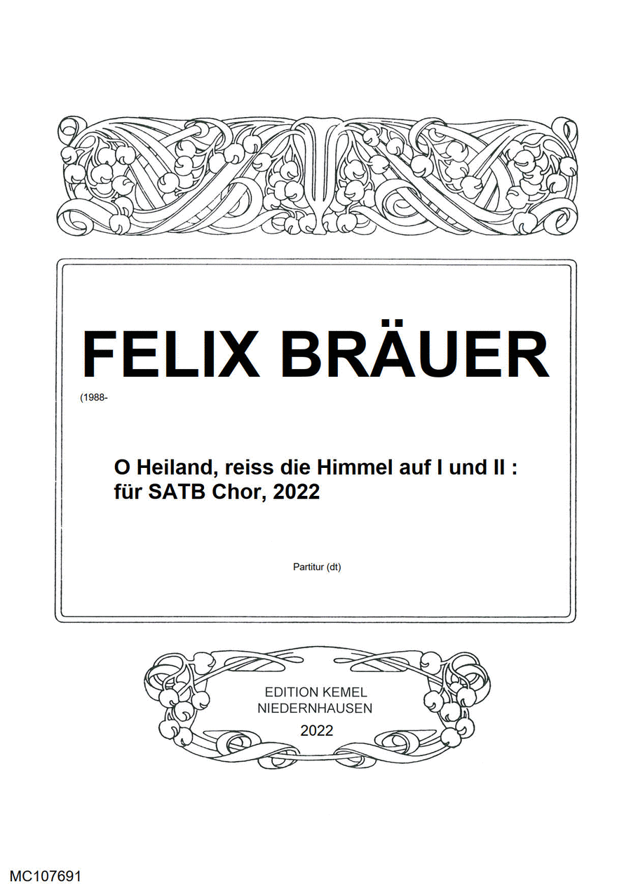 O Heiland, reiss die Himmel auf. für SATB Chor, 2022 4-Part scores gallery preview page 1