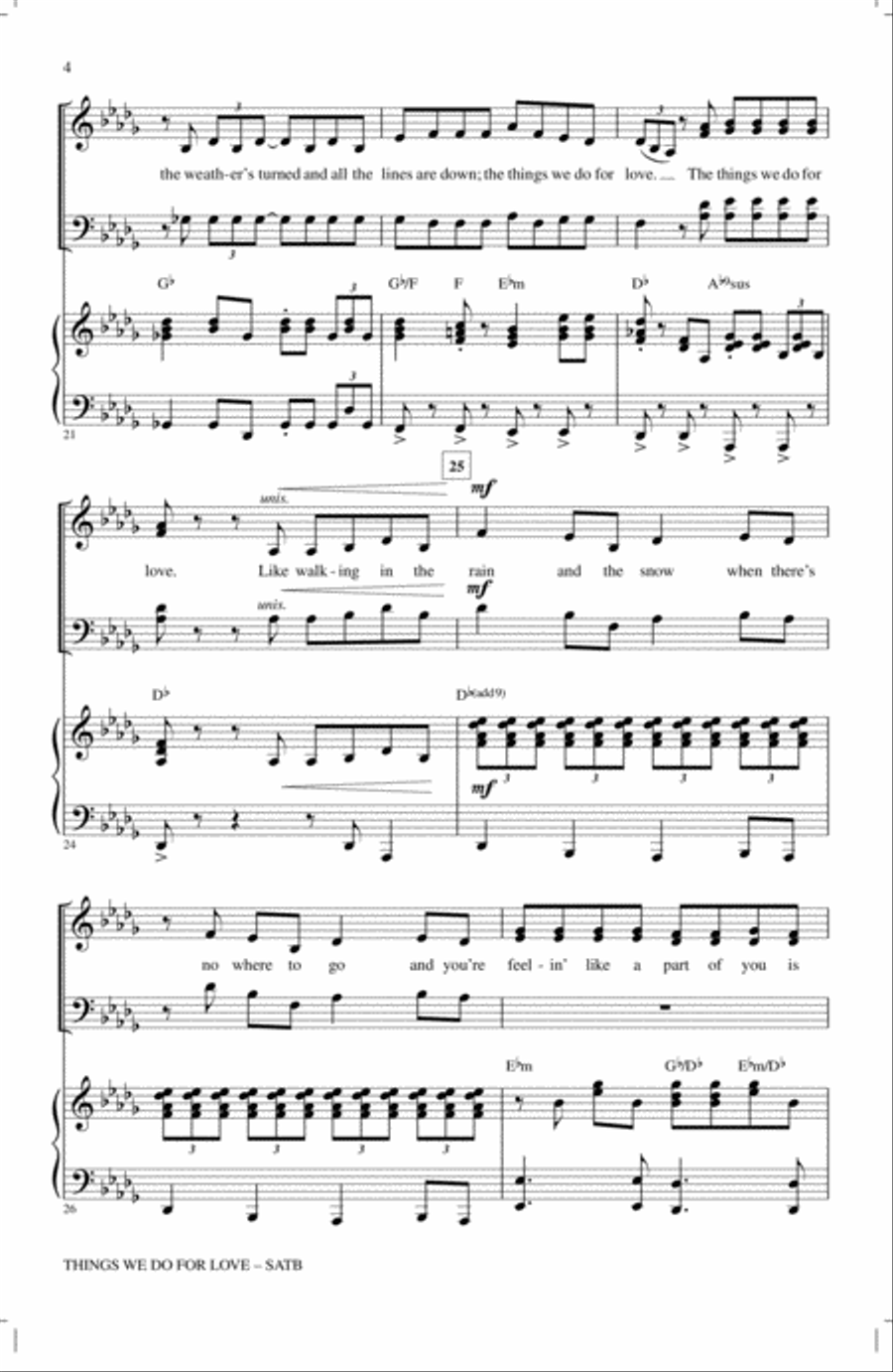 Things We Do For Love Things We Do For Love 4-Part scores gallery preview page 3