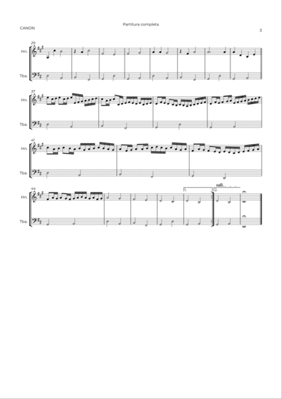 CANON IN D - HORN & TUBA Brass Duet scores gallery preview page 3