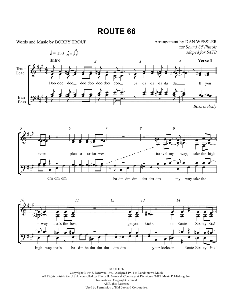 Route 66 Route 66 4-Part scores gallery preview page 1