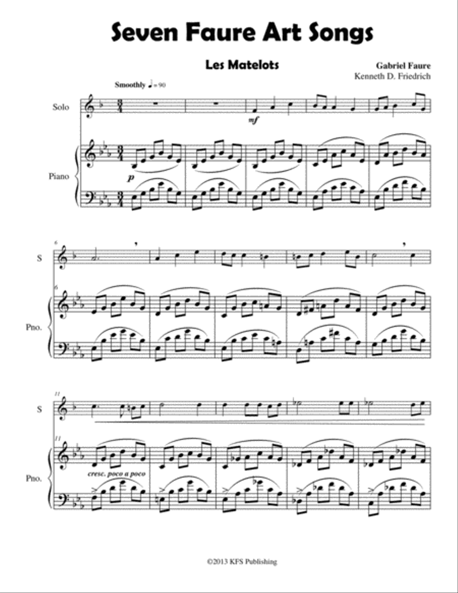 Seven Faure Art Songs Seven Faure Art Songs Trumpet Solo scores gallery preview page 1