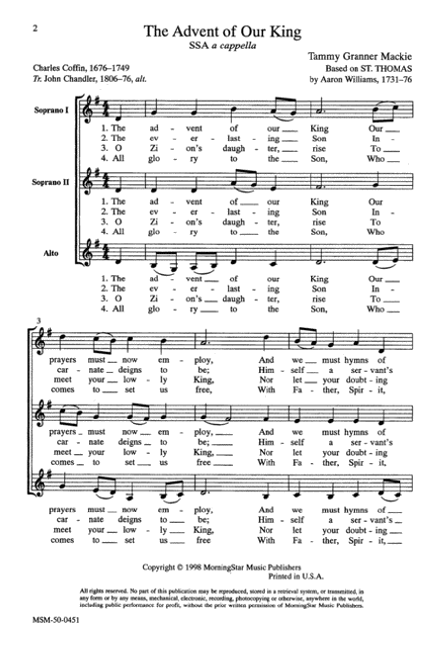 Two Advent Hymns for Treble Voices SSA scores gallery preview page 1