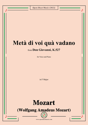 Book cover for Mozart-Meta di voi qua vadano,in F Major,from 'Don Giovanni,K.527'