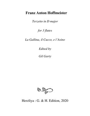 Book cover for Terzetto for 3 flutes in D major "La Gallina, il Cucco e l'Asino"