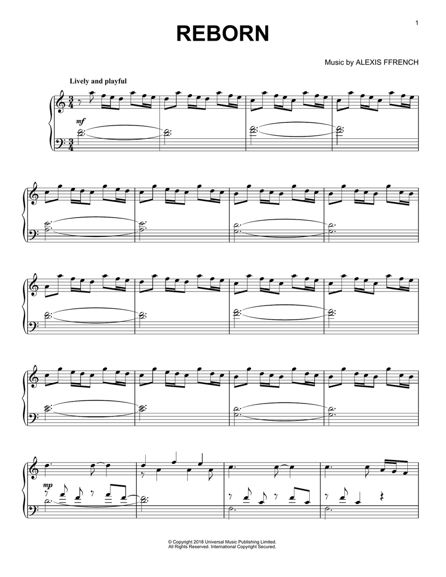 Reborn Piano Solo scores gallery preview page 1