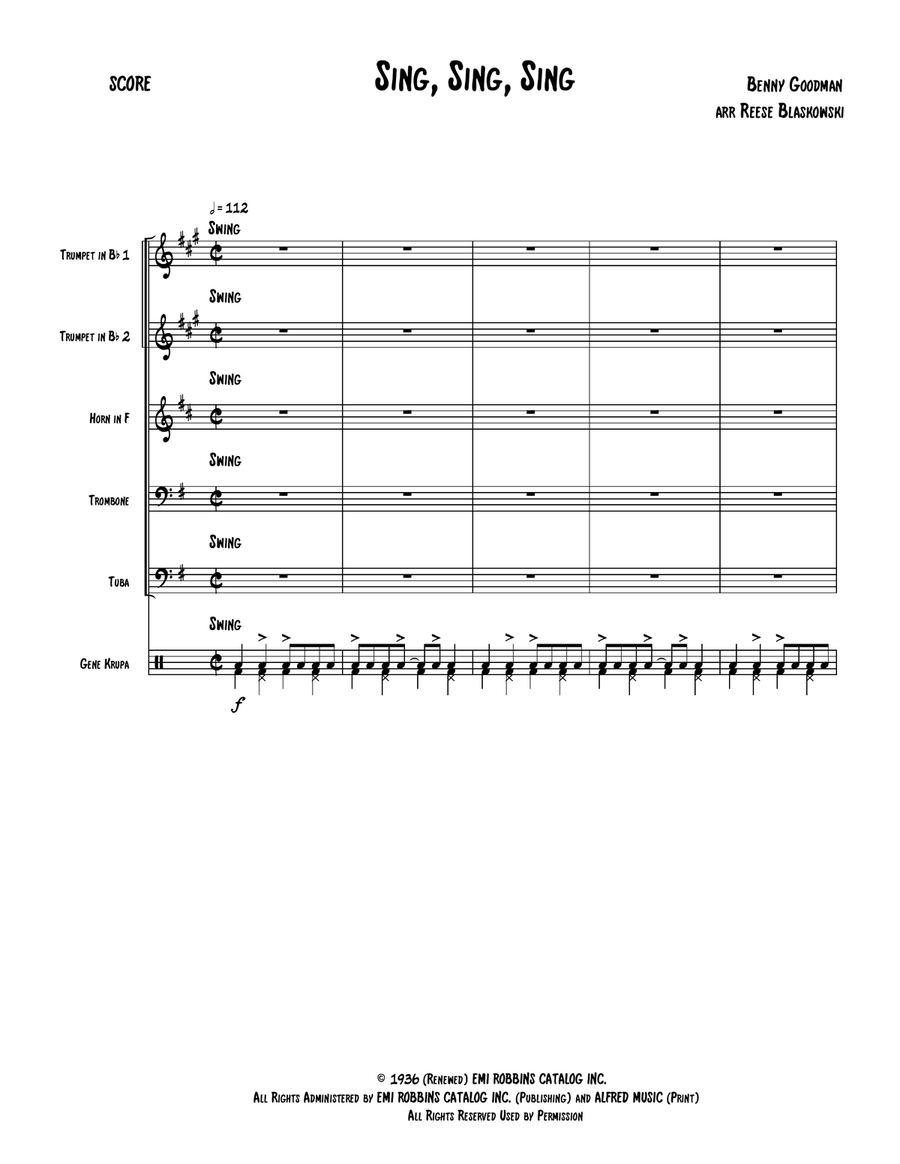 Sing, Sing, Sing Brass Quintet scores gallery preview page 2