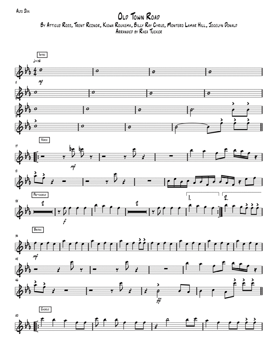 Old Town Road (remix) Large Ensemble scores gallery preview page 1