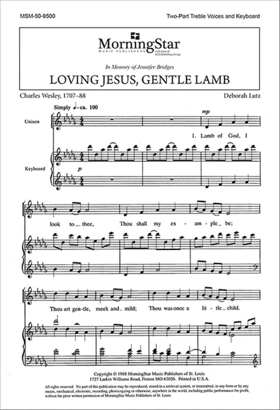 Loving Jesus, Gentle Lamb