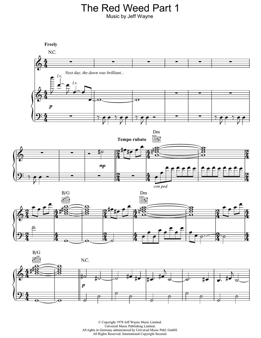 The Red Weed (Part 1) (from War Of The Worlds) Guitar scores gallery preview page 1