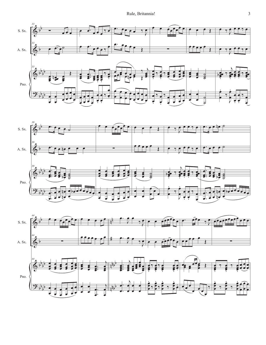 Rule, Britannia! (Duet for Soprano and Alto Saxophone) Woodwind Duet scores gallery preview page 3