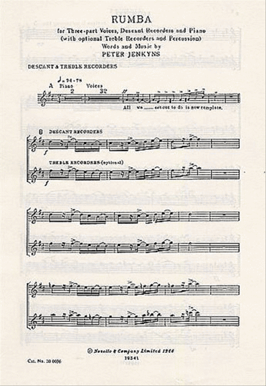 Peter Jenkyns: Rumba Recorder scores gallery preview page 1
