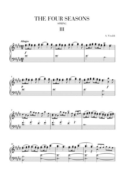 VIVALDI: The Four Seasons - Spring - 3rd mov. - Advanced Intermediate Piano image number null