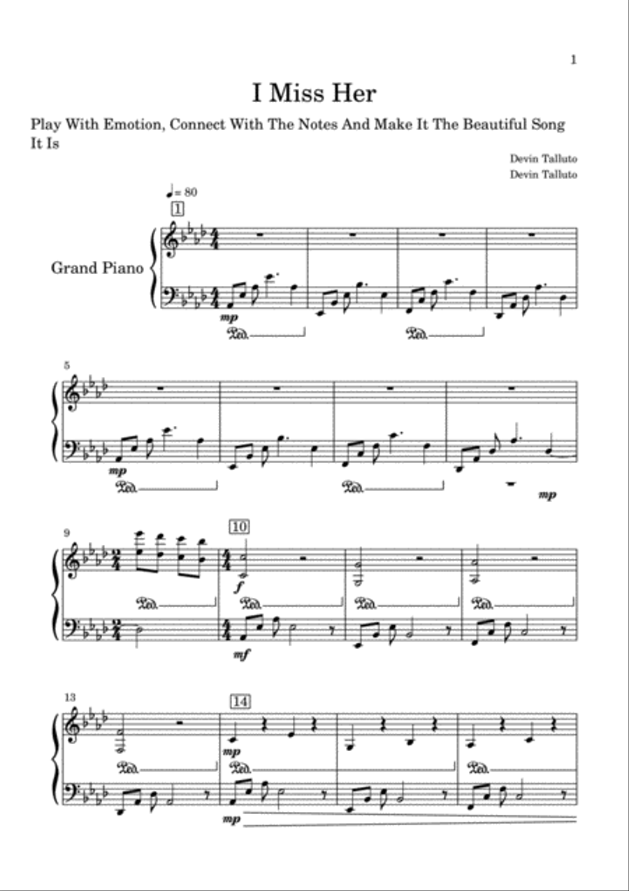 I Miss Her I Miss Her Piano Solo scores gallery preview page 1