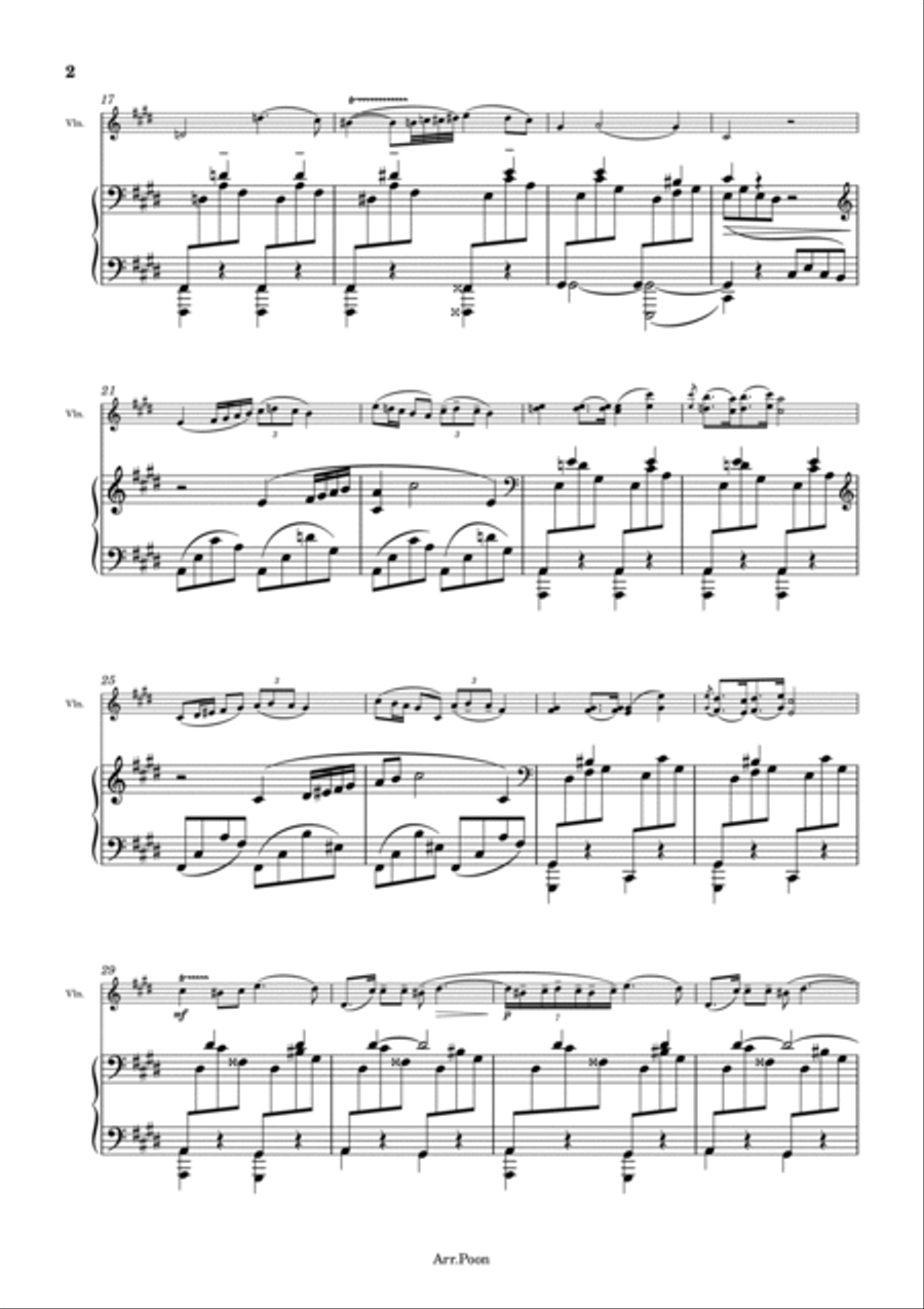 Chopin Nocturne No.20 in C-sharp minor B.49 - For Violin and Piano Original Violin Solo scores gallery preview page 2