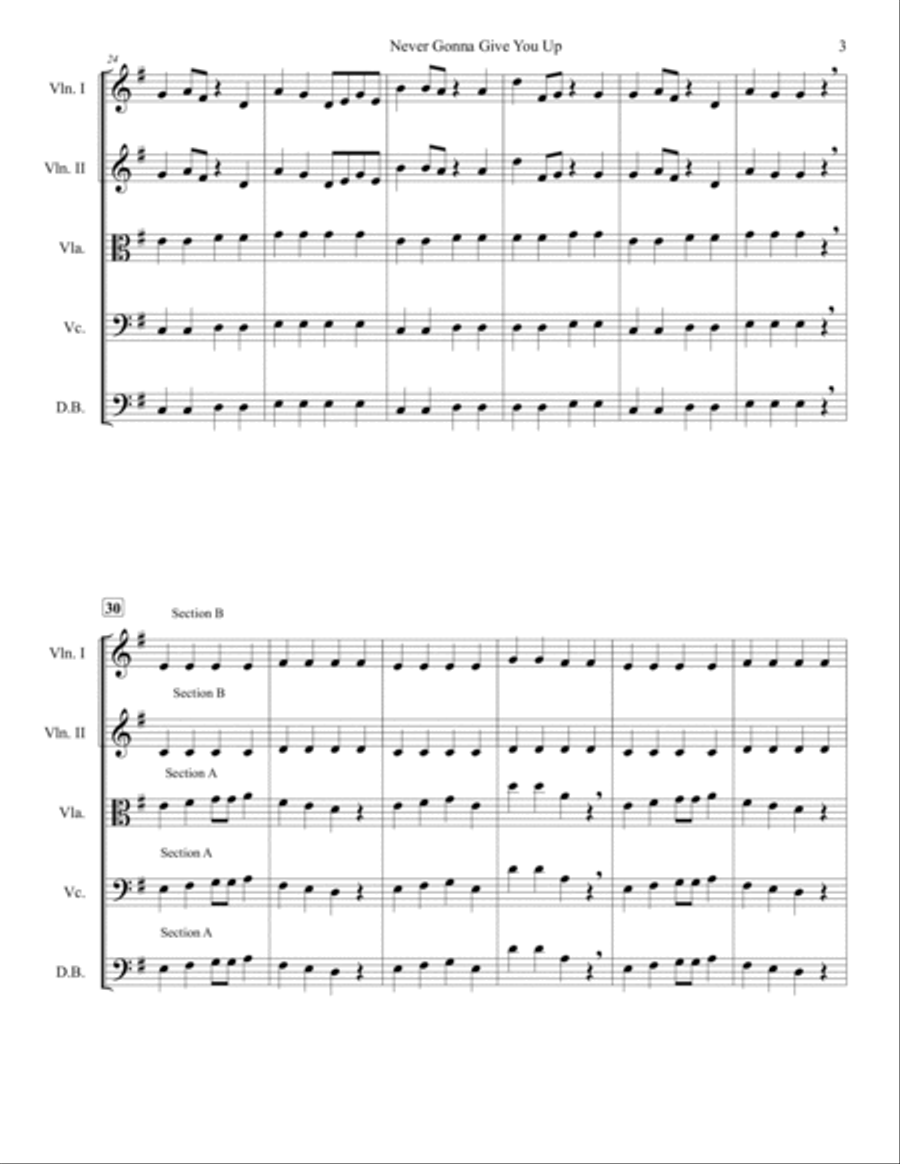 Never Gonna Give You Up String Orchestra scores gallery preview page 3