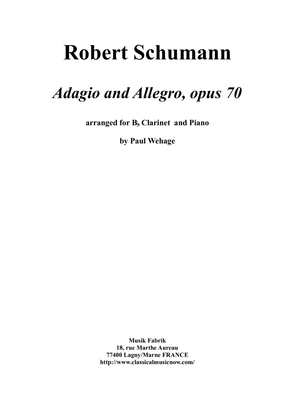 Book cover for Robert Schumann: Adagio and Allegro, opus 70, arranged for Bb clarinet and piano