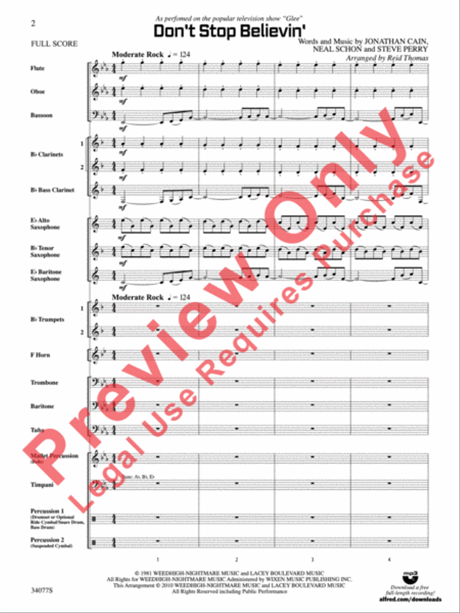 Don't Stop Believin' Concert Band scores gallery preview page 3