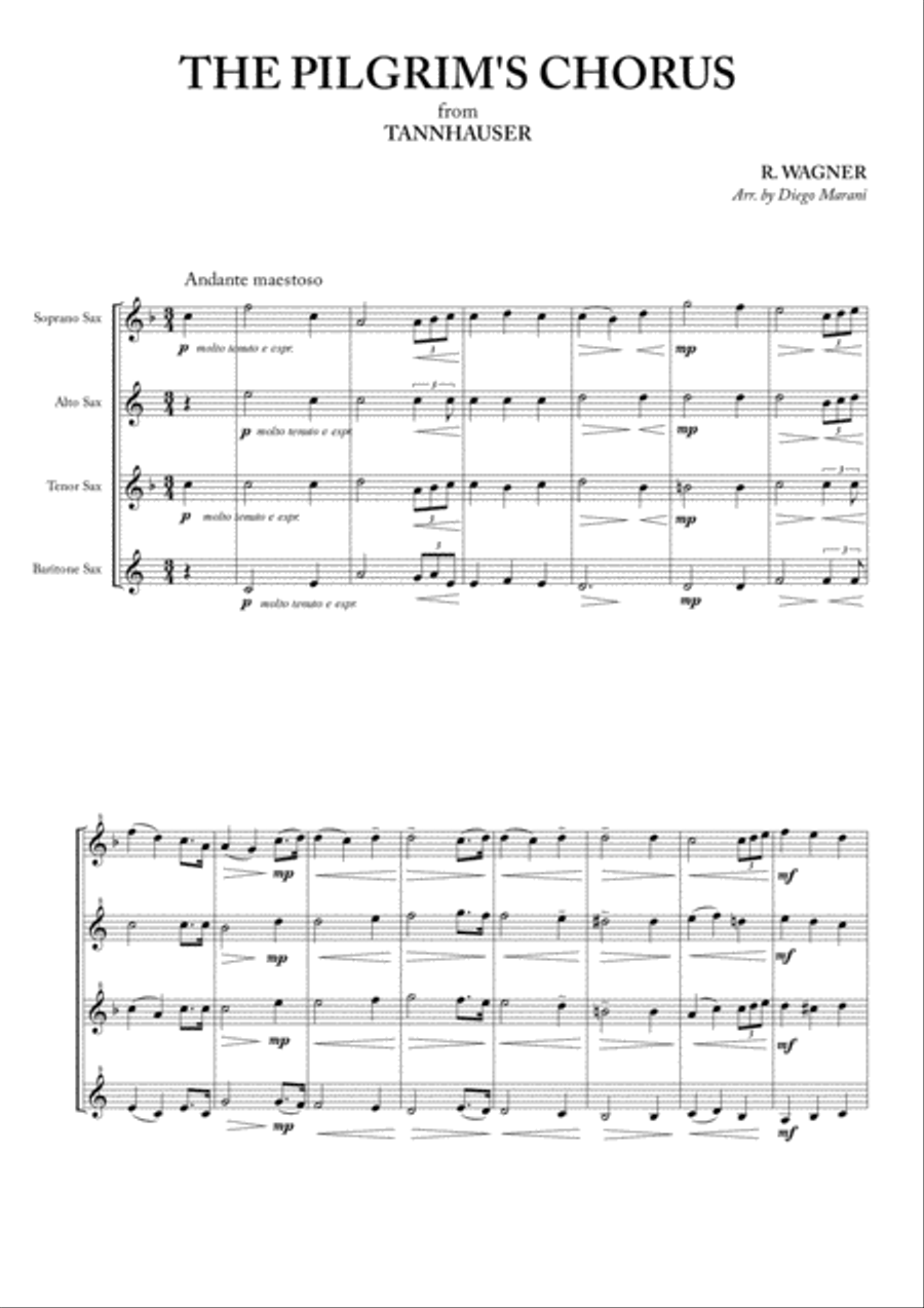 The Pilgrim's Chorus for Saxophone Quartet Saxophone Quartet scores gallery preview page 3