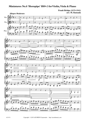 Book cover for Miniatures No.8, Hornpipe H.89-2 for Violin, Viola & Piano