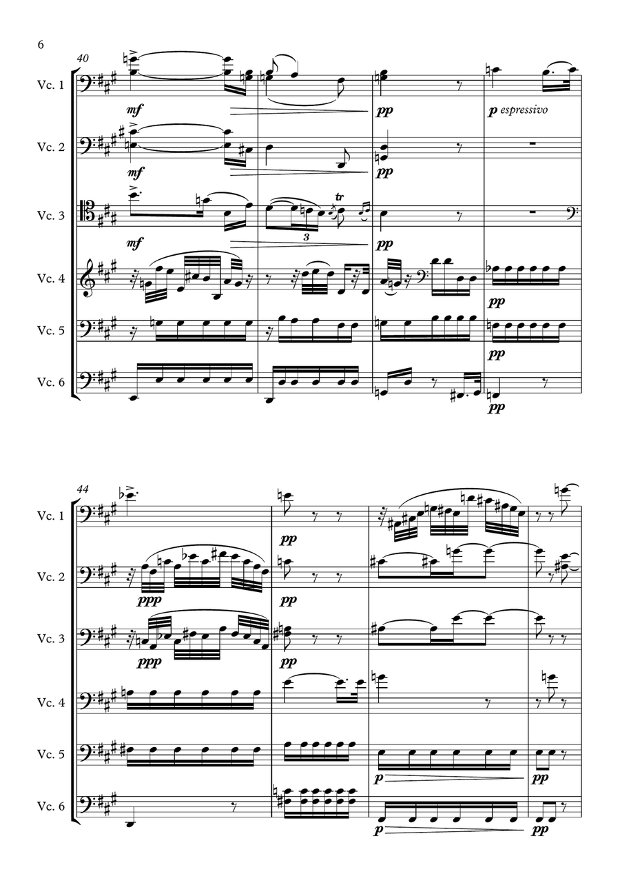 Popper: Requiem, Op. 66 - Cello Sextet String Orchestra scores gallery preview page 6