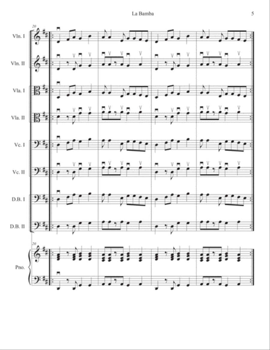 La Bamba Double Bass scores gallery preview page 5