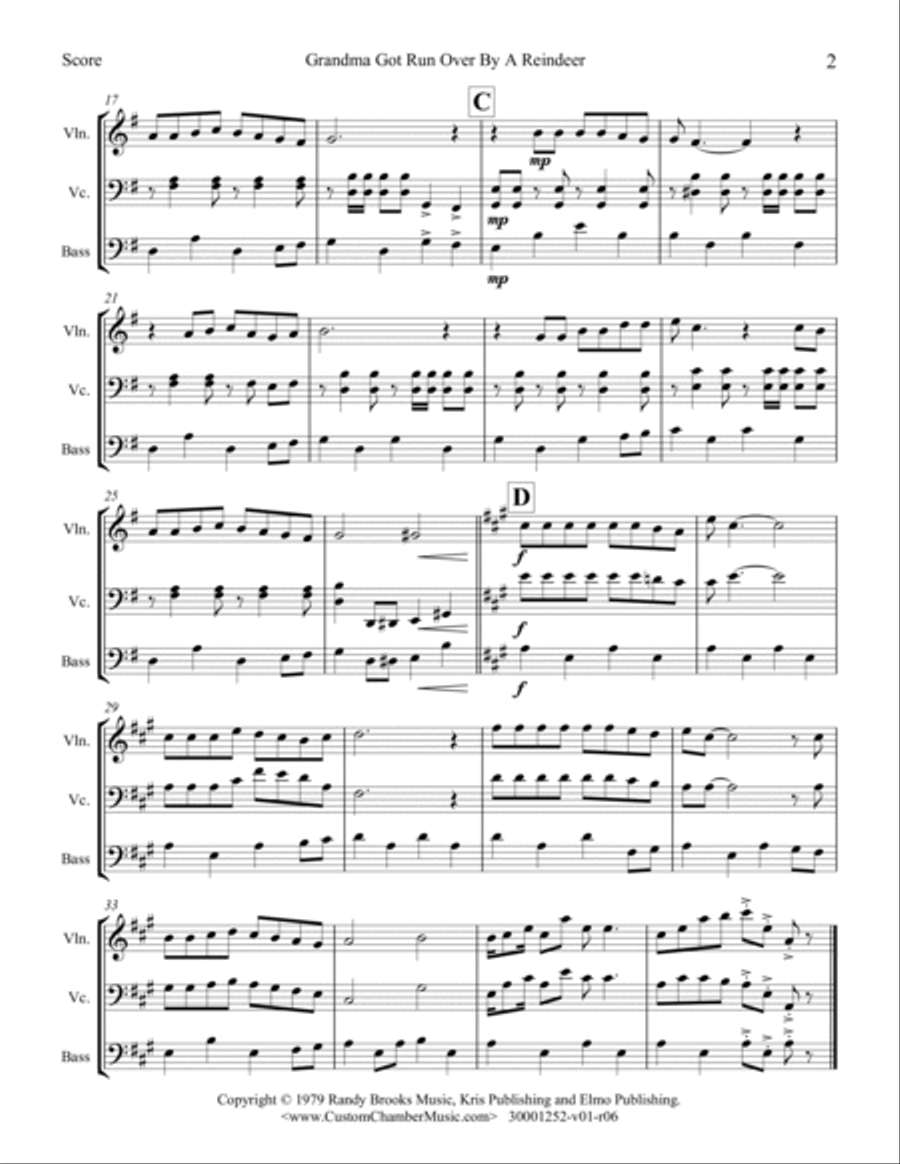 Grandma Got Run Over By A Reindeer String Trio scores gallery preview page 2