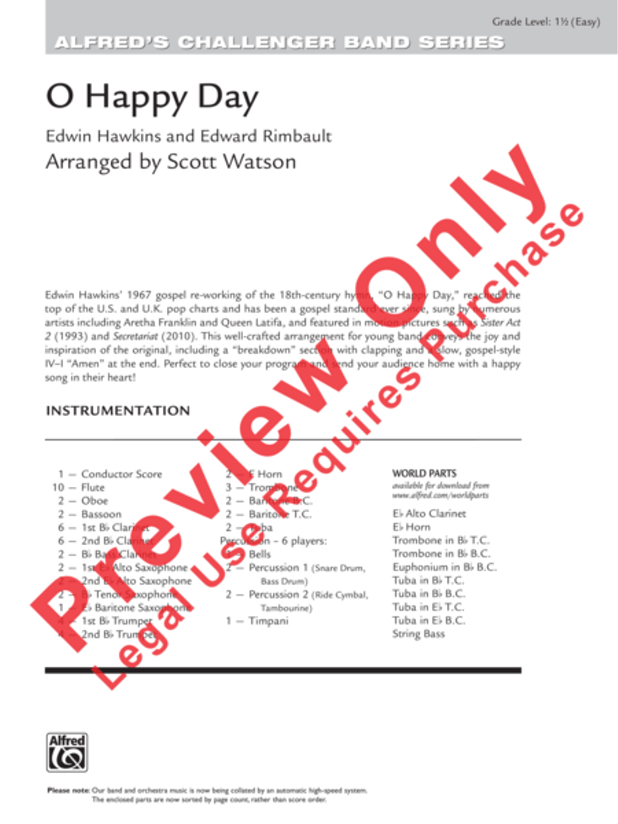 O Happy Day Concert Band scores gallery preview page 2
