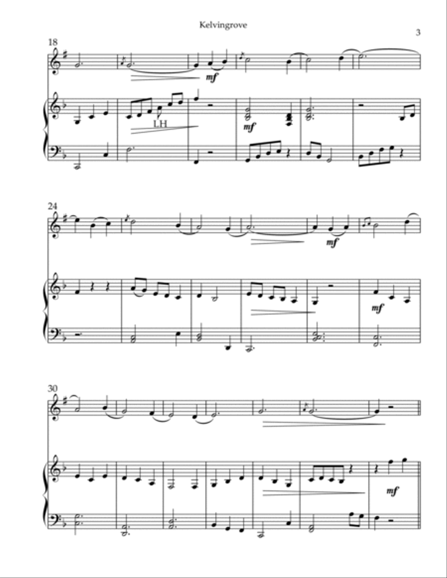 Kelvingrove, Duet for Bb Clarinet & Harp B-Flat Clarinet scores gallery preview page 3