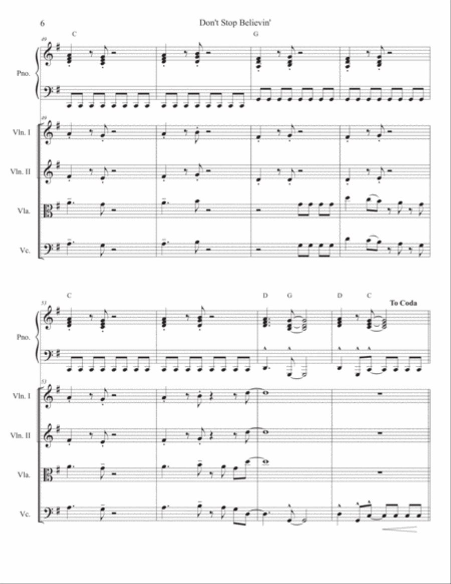 Don't Stop Believin' Piano Quintet scores gallery preview page 6