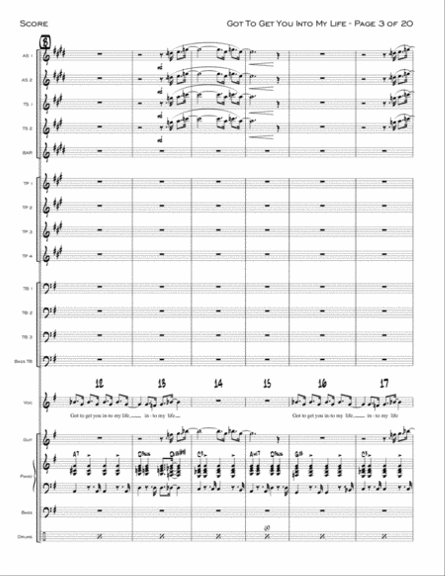 Got To Get You Into My Life Jazz Ensemble scores gallery preview page 3
