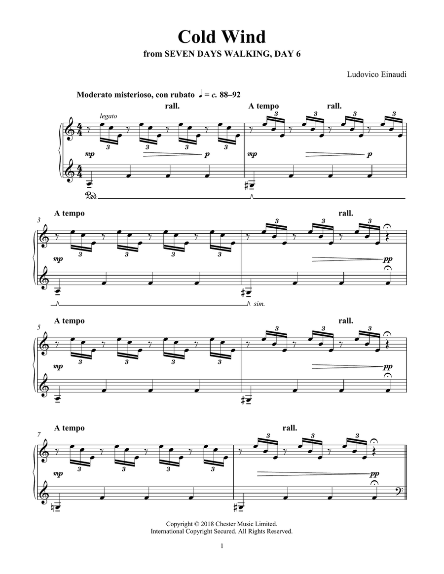 Cold Wind (from Seven Days Walking: Day 6) Piano Solo scores gallery preview page 1