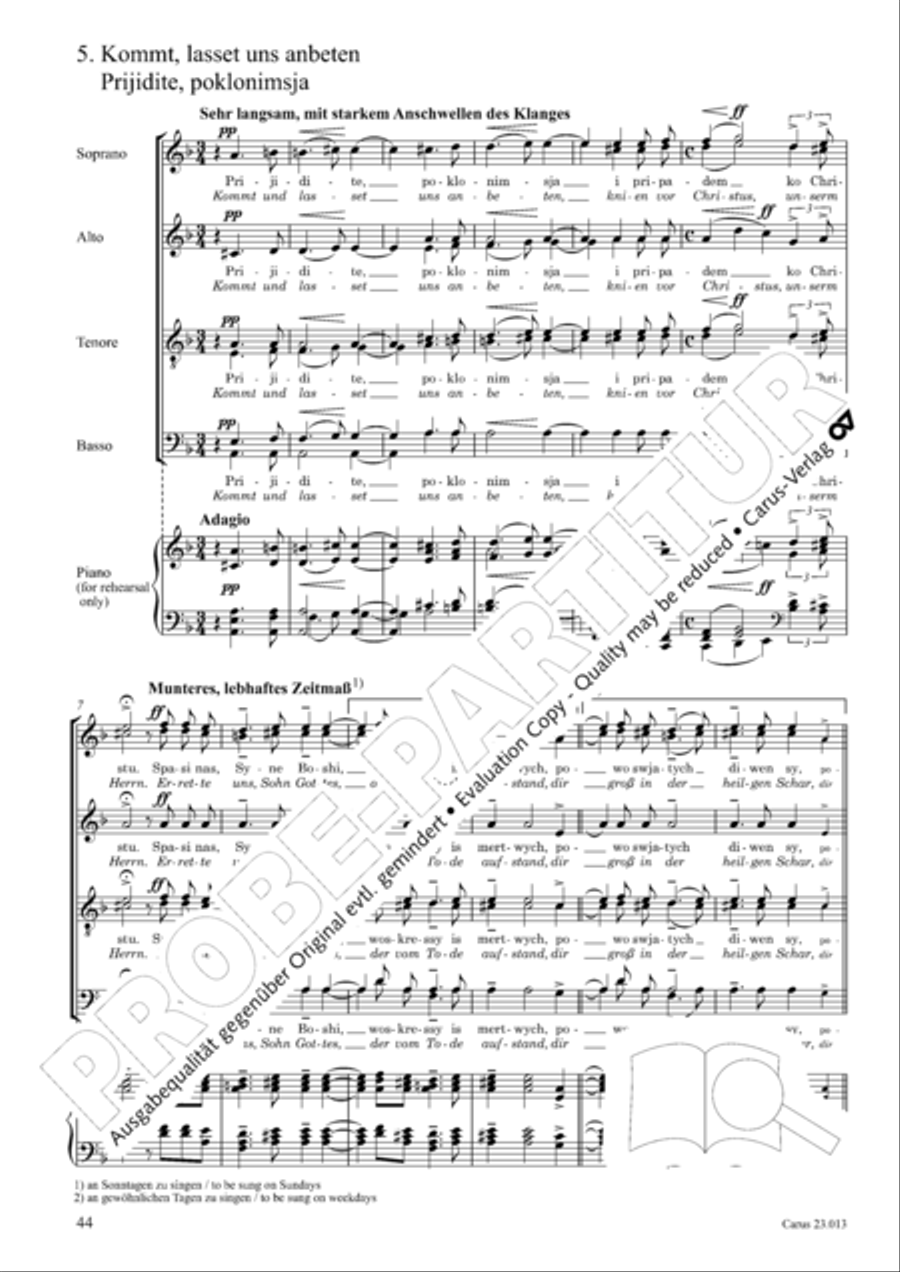 Liturgy of St. John Chrysostom op. 31 for mixed choir a cappella (Chrysostomos-Liturgie op. 31 fur Chor a cappella mit singbarem deutschem Text)