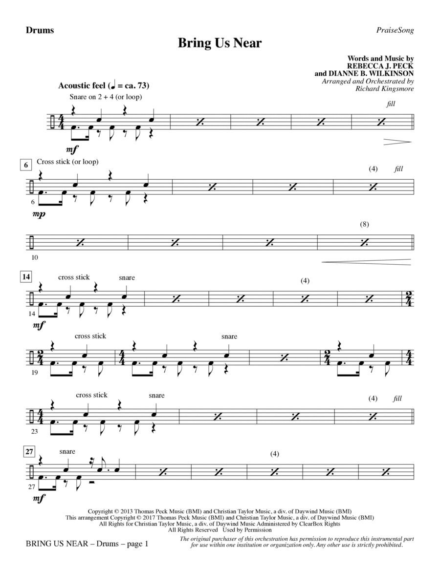 Bring Us Near - Drums Choir scores gallery preview page 1