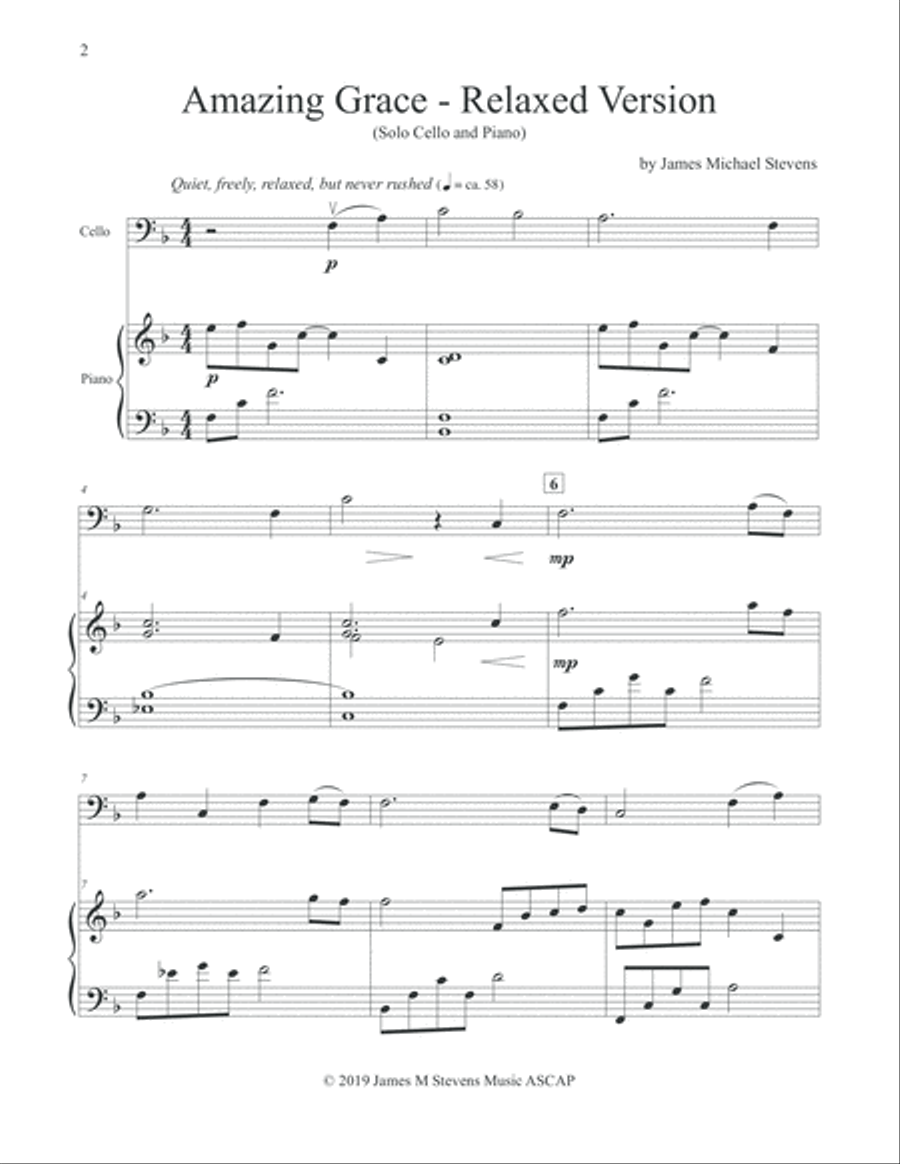 Amazing Grace - Cello & Piano Relaxed Version Piano scores gallery preview page 2