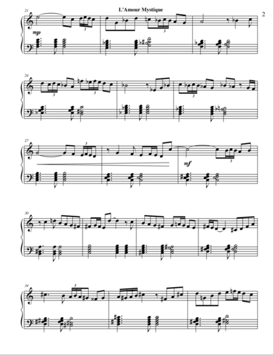 L'Amour Mystique, a Latin jazz piano solo from Modern Solos Piano Method scores gallery preview page 2