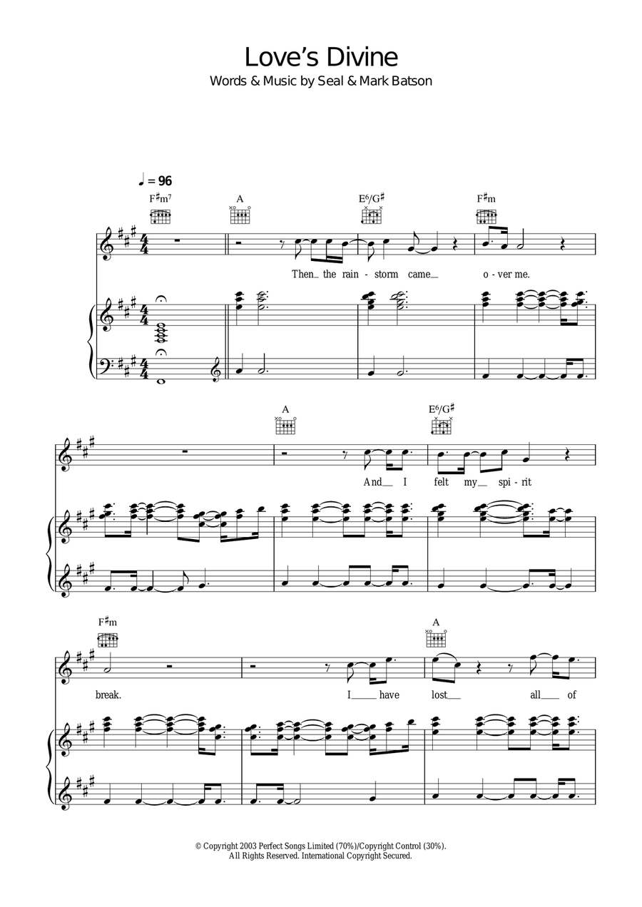 Love's Divine Love's Divine Piano, Vocal scores gallery preview page 1