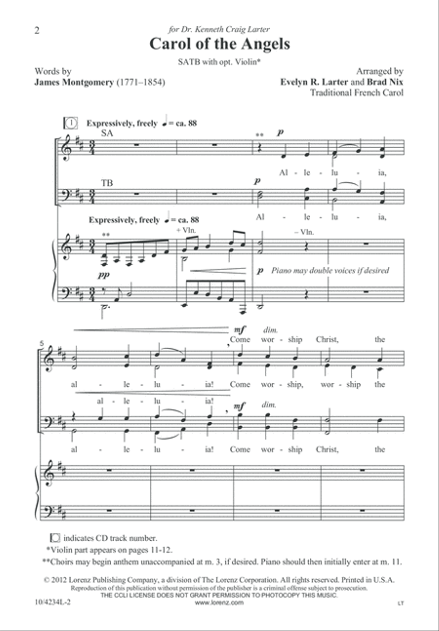 Carol of the Angels 4-Part scores gallery preview page 2