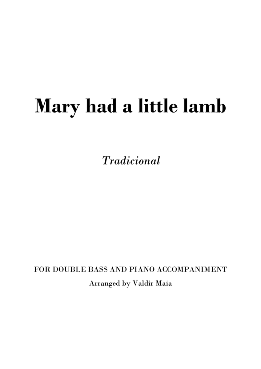 Mary had a little lamb for double bass and piano accompaniment image number null