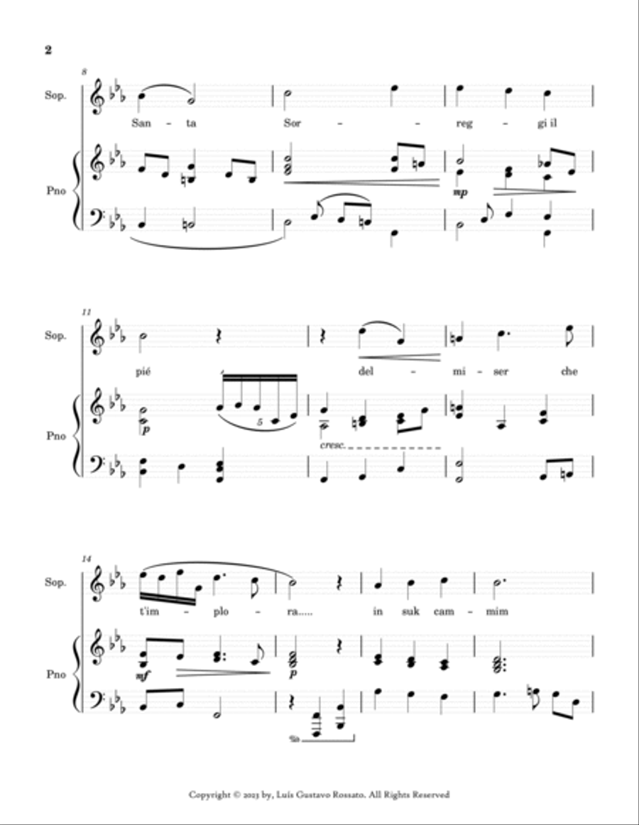 Mascagni - Ave Maria (SOPRANO - E Major) Voice scores gallery preview page 2
