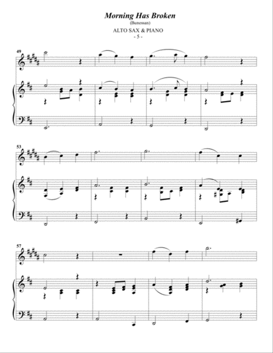 Morning Has Broken Alto Saxophone scores gallery preview page 5